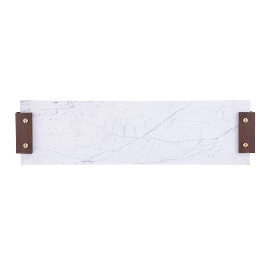 Atlas Lighting Corsa 60in Console Table | Transitional Walnut Wood and White Marble | Entryway & Living Room | 60 x 16 x 31 in | Model TA11053-01