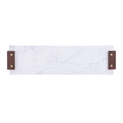 Atlas Lighting Corsa 60in Console Table | Transitional Walnut Wood and White Marble | Entryway & Living Room | 60 x 16 x 31 in | Model TA11053-01
