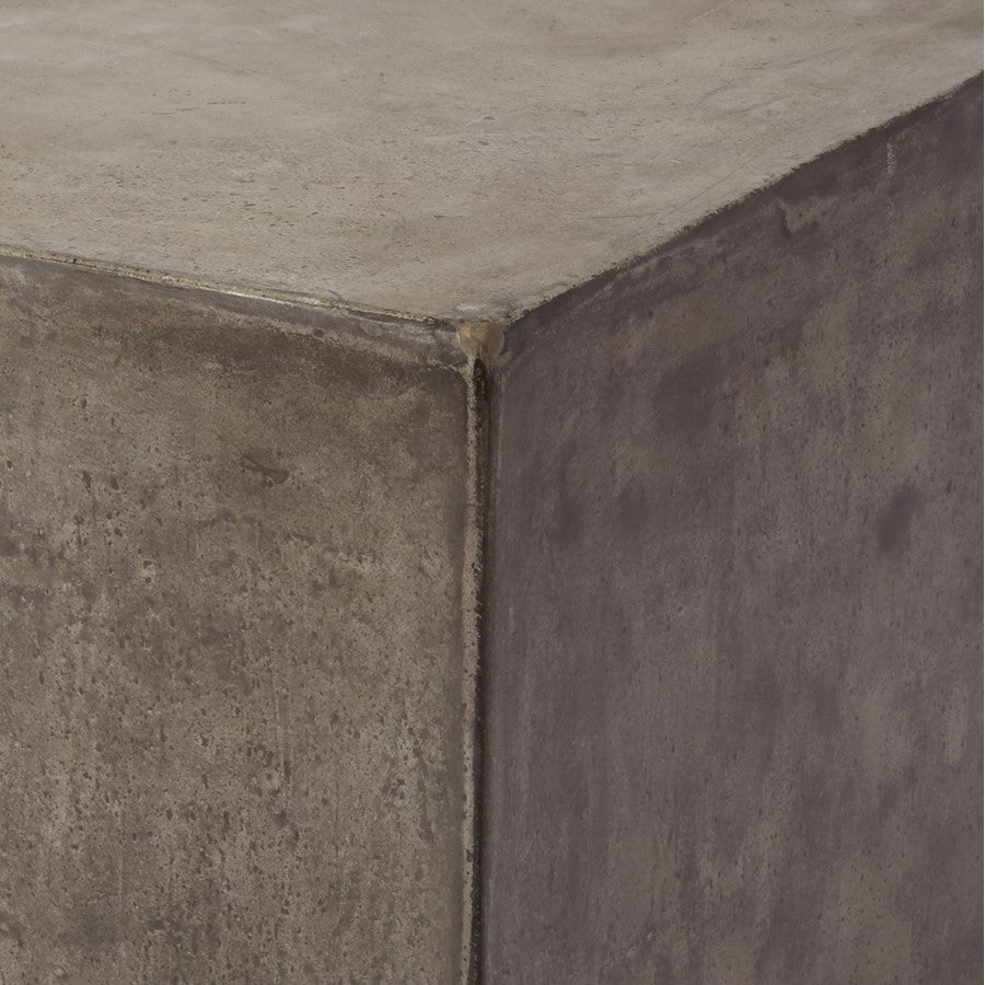Atlas Lighting Cubo 20in Cube Accent Table | Polished Concrete Transitional | Living Room & Bedroom Side Table | Model TA11062-01