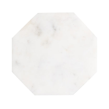 Atlas Lighting Daro 9in Octagonal Accent Table | Nickel Metal and White Marble Transitional | Living Room & Bedroom Side Table | Model TA11064-01