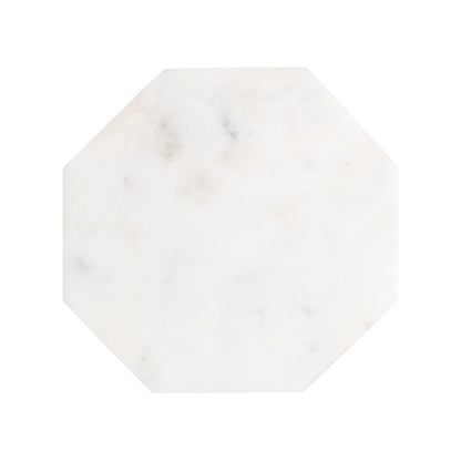 Atlas Lighting Daro 9in Octagonal Accent Table | Black Metal and White Marble Transitional | Living Room & Bedroom Side Table | Model TA11064-02