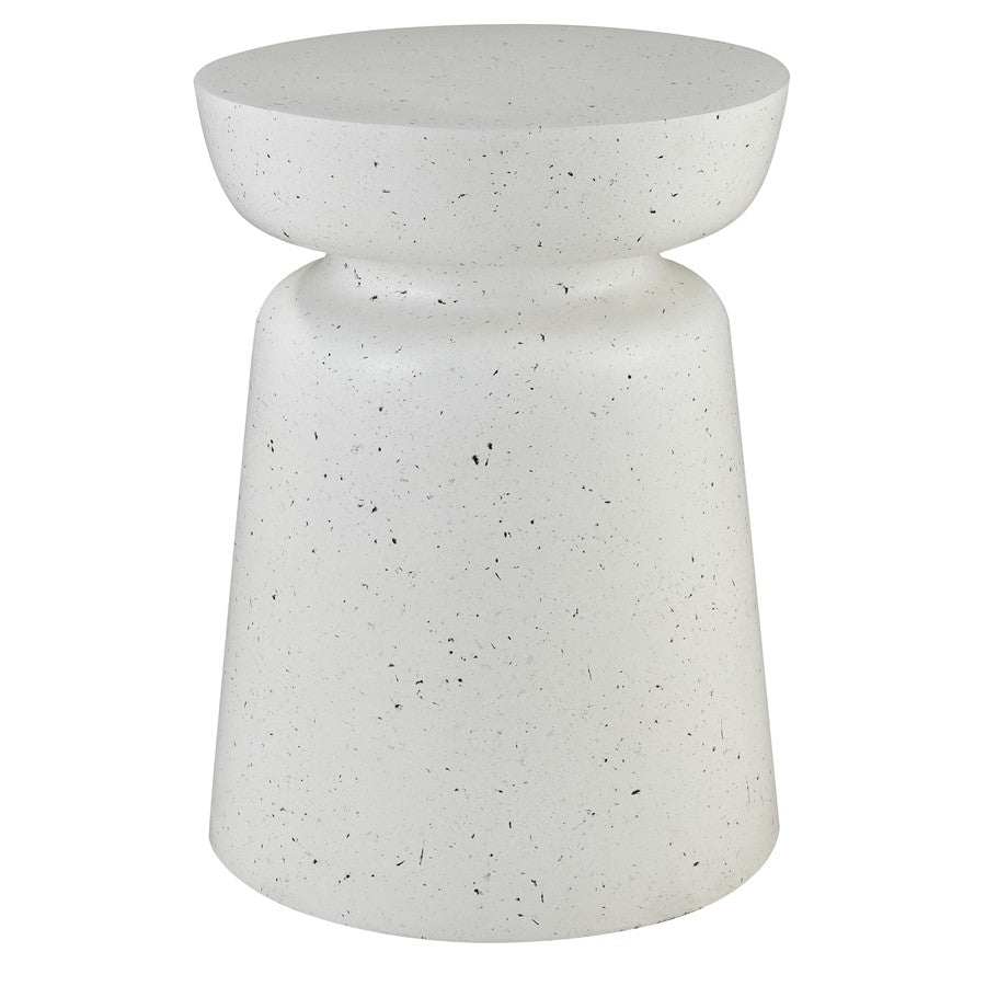 Atlas Dash 14in Round Accent Table | Modern White Composite | Living Room & Bedroom Side Table | 14 x 14 x 19 in | Model TA11065-01