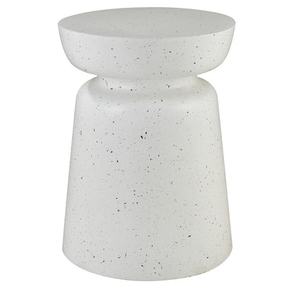 Atlas Dash 14in Round Accent Table | Modern White Composite | Living Room & Bedroom Side Table | 14 x 14 x 19 in | Model TA11065-01