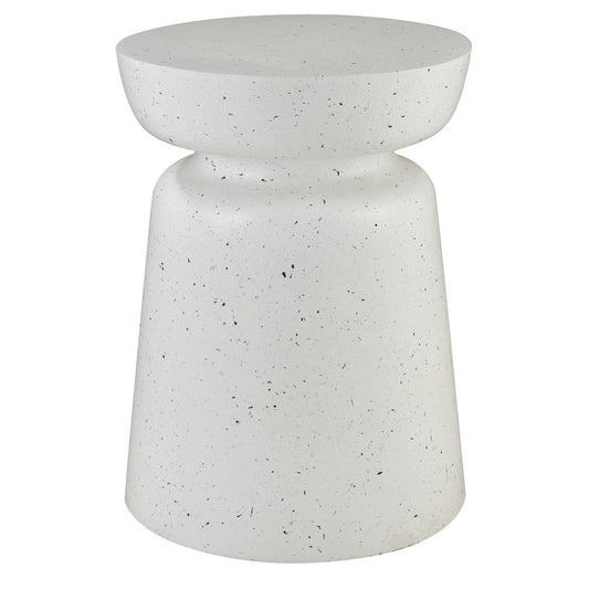 Atlas Dash 14in Round Accent Table | Modern White Composite | Living Room & Bedroom Side Table | 14 x 14 x 19 in | Model TA11065-01