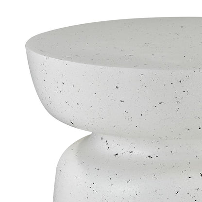 Atlas Dash 14in Round Accent Table | Modern White Composite | Living Room & Bedroom Side Table | 14 x 14 x 19 in | Model TA11065-01