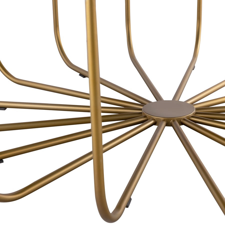 Atlas Demille 48in Round Coffee Table | Transitional Satin Brass Metal and Cream Stone | Living Room Centerpiece | 48 x 48 x 18 in | Model TA11066-01