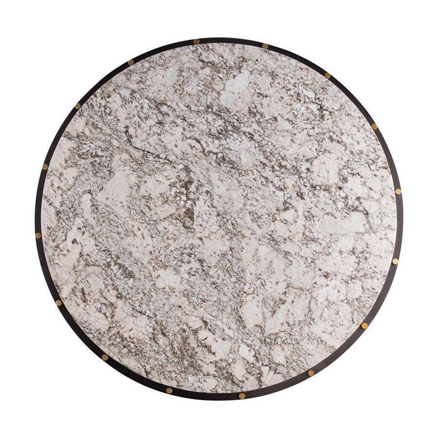 Atlas Demille 48in Round Coffee Table | Transitional Satin Brass Metal and Cream Stone | Living Room Centerpiece | 48 x 48 x 18 in | Model TA11066-01