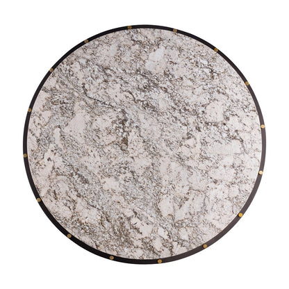 Atlas Demille 48in Round Coffee Table | Transitional Satin Brass Metal and Cream Stone | Living Room Centerpiece | 48 x 48 x 18 in | Model TA11066-01
