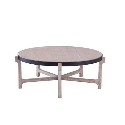 Atlas Donovan 45in Round Coffee Table | Traditional Light Ash Wood and Black Iron | Living Room Centerpiece | 45 x 45 x 17 in | Model TA11067-01