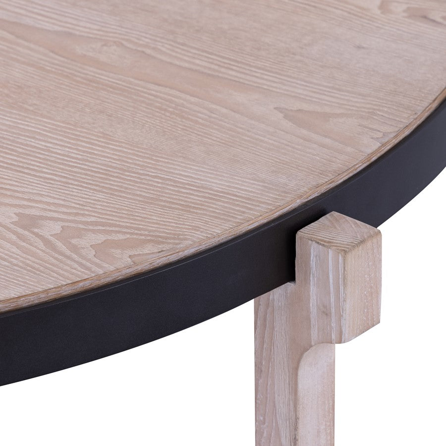 Atlas Donovan 45in Round Coffee Table | Traditional Light Ash Wood and Black Iron | Living Room Centerpiece | 45 x 45 x 17 in | Model TA11067-01