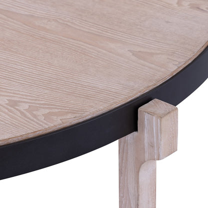Atlas Donovan 45in Round Coffee Table | Traditional Light Ash Wood and Black Iron | Living Room Centerpiece | 45 x 45 x 17 in | Model TA11067-01