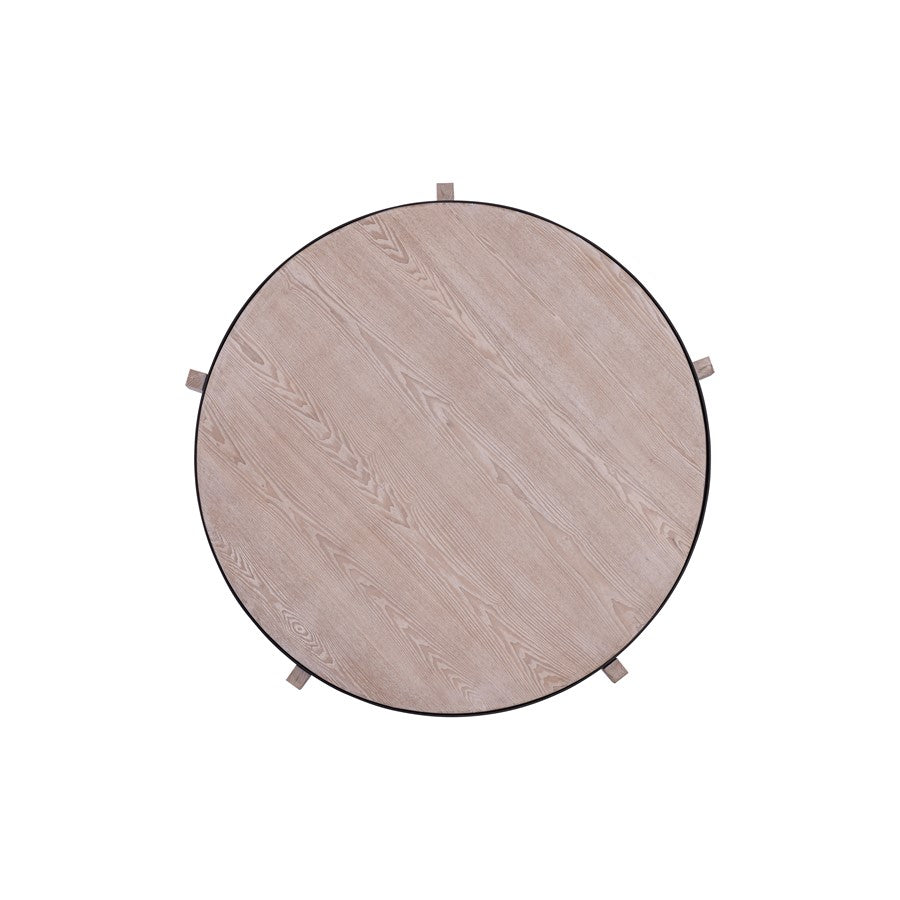 Atlas Donovan 45in Round Coffee Table | Traditional Light Ash Wood and Black Iron | Living Room Centerpiece | 45 x 45 x 17 in | Model TA11067-01