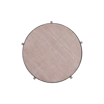 Atlas Donovan 45in Round Coffee Table | Traditional Light Ash Wood and Black Iron | Living Room Centerpiece | 45 x 45 x 17 in | Model TA11067-01