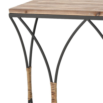 Atlas Lighting Fisher Island Console Table Set of 2 | Natural Wood and Black Metal with Rattan | Living Room & Entryway Console | Model TA11076-01S