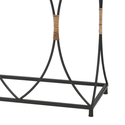 Atlas Lighting Fisher Island Console Table Set of 2 | Natural Wood and Black Metal with Rattan | Living Room & Entryway Console | Model TA11076-01S