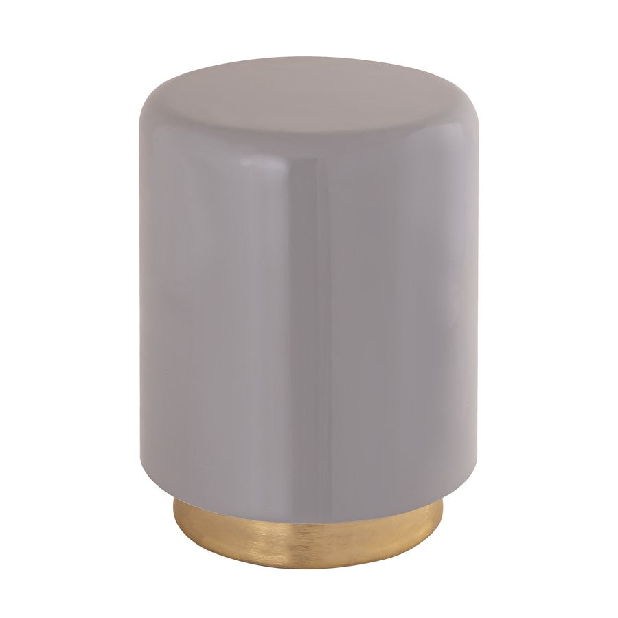 Atlas Lighting Genesis 12in Accent Table | Gray Enamel Metal with Brass Band | Living Room & Bedroom Side Table or Extra Seating | Model TA11078-01