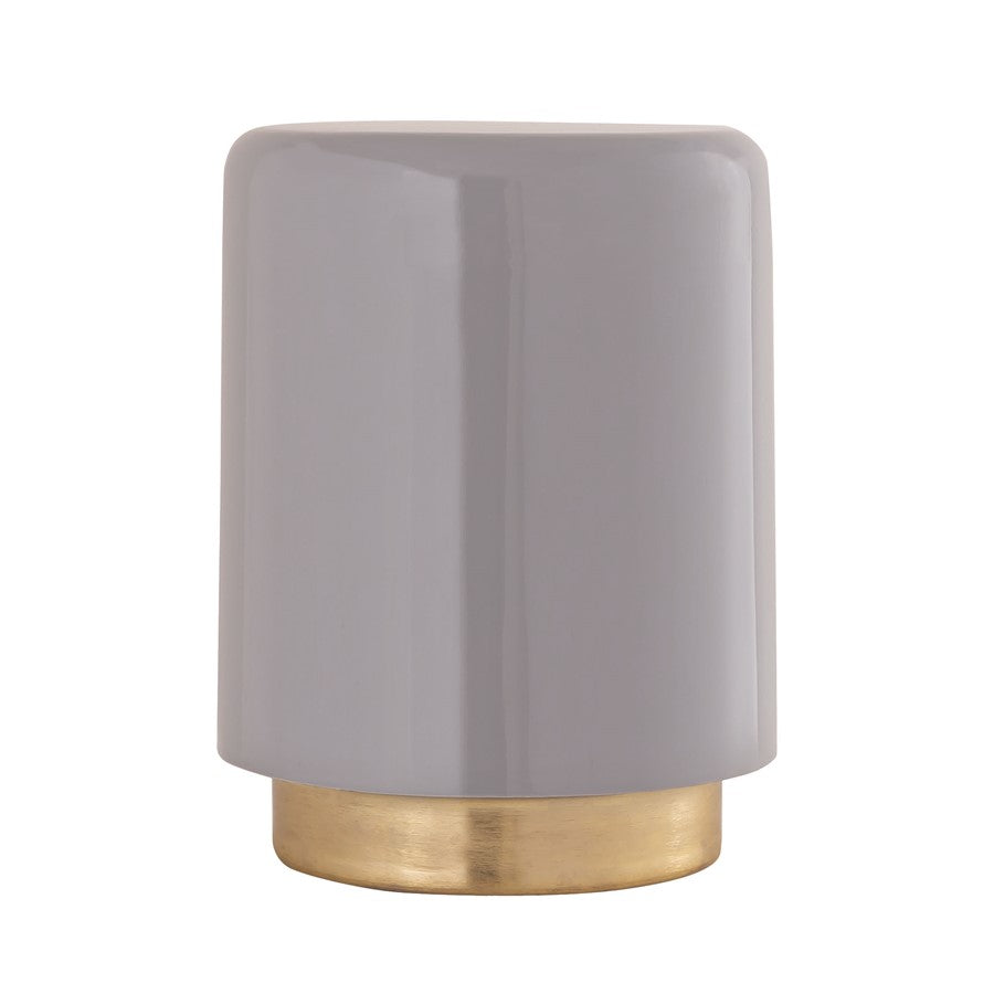 Atlas Lighting Genesis 12in Accent Table | Gray Enamel Metal with Brass Band | Living Room & Bedroom Side Table or Extra Seating | Model TA11078-01
