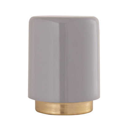 Atlas Lighting Genesis 12in Accent Table | Gray Enamel Metal with Brass Band | Living Room & Bedroom Side Table or Extra Seating | Model TA11078-01