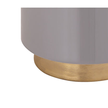 Atlas Lighting Genesis 12in Accent Table | Gray Enamel Metal with Brass Band | Living Room & Bedroom Side Table or Extra Seating | Model TA11078-01