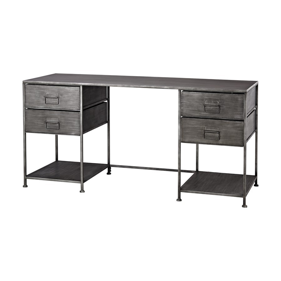 Atlas Lighting Gunthery 60in Metal Desk | Graphite Finish with 4 Drawers | Home Office & Study Desk | 60 x 22 x 30 in | Model TA11087-01
