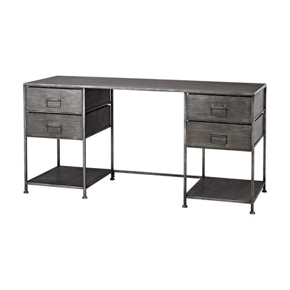Atlas Lighting Gunthery 60in Metal Desk | Graphite Finish with 4 Drawers | Home Office & Study Desk | 60 x 22 x 30 in | Model TA11087-01