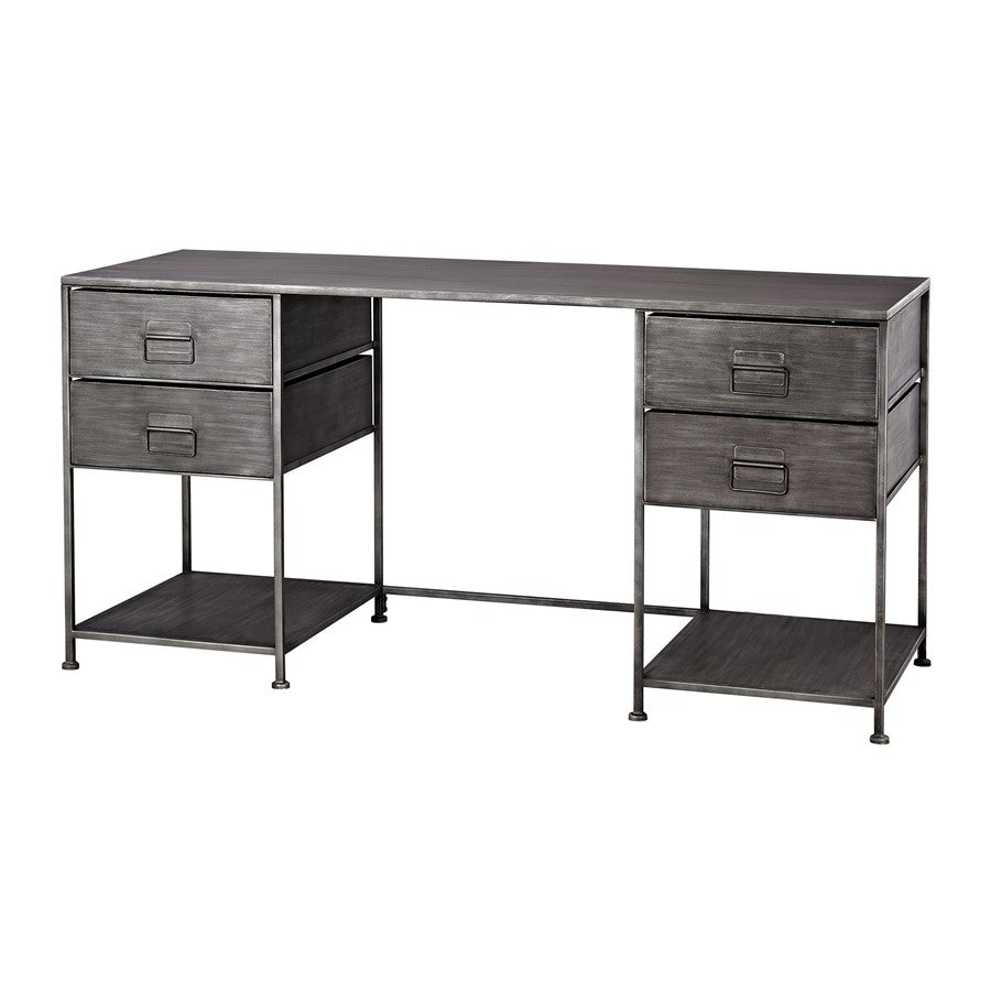 Atlas Lighting Gunthery 60in Metal Desk | Graphite Finish with 4 Drawers | Home Office & Study Desk | 60 x 22 x 30 in | Model TA11087-01