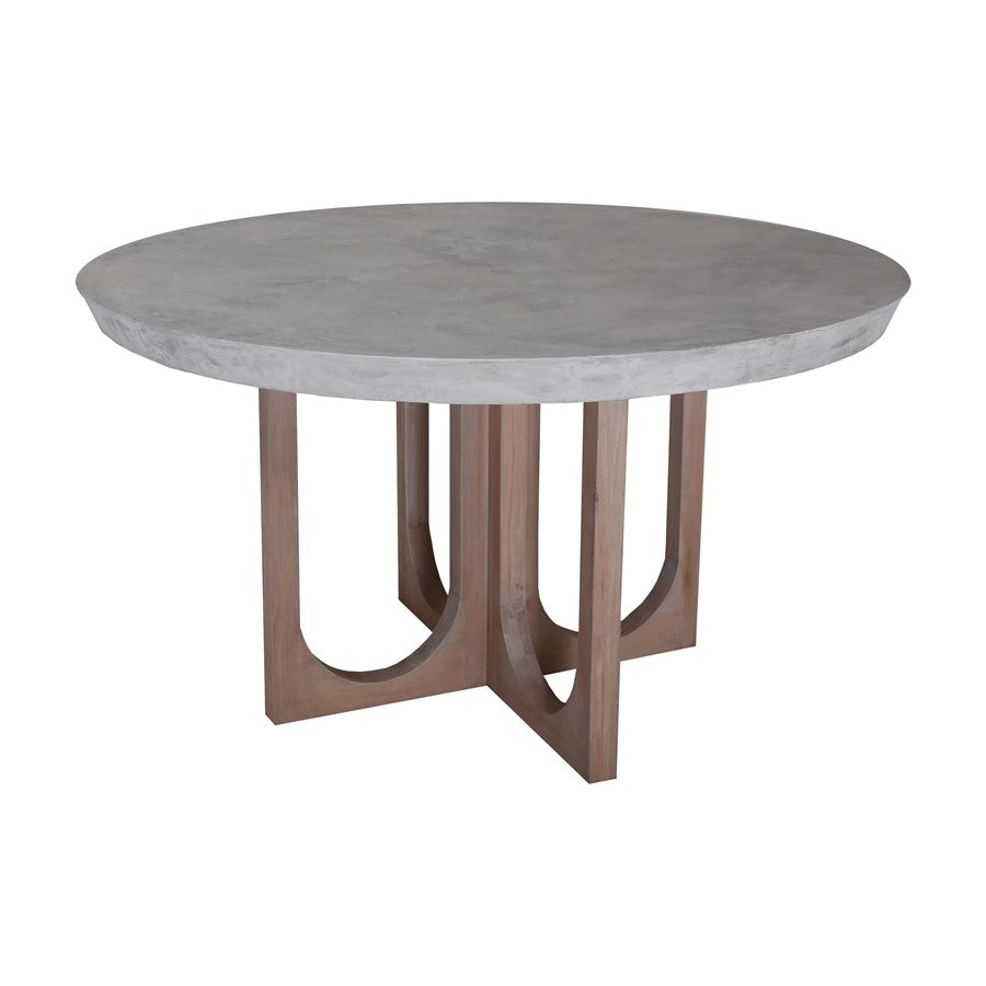 Atlas Lighting Innwood 54in Round Dining Table | Polished Concrete Top with Natural Wood Legs | Dining Room & Kitchen Table | Model TA11096-01