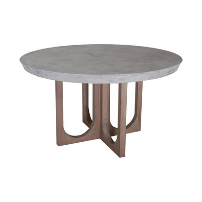 Atlas Lighting Innwood 54in Round Dining Table | Polished Concrete Top with Natural Wood Legs | Dining Room & Kitchen Table | Model TA11096-01