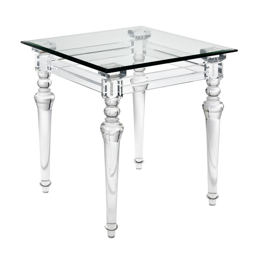 Atlas Lighting Jacobs 22in Square Acrylic Accent Table | Clear Finish | Living Room & Hallway Side Table | 22 x 22 x 24 in | Model TA11099-01