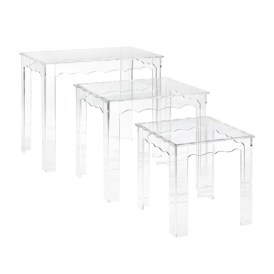 Atlas Lighting Jacobs Nesting Tables, Set of 3 | Clear Acrylic Transitional Accent Tables | Living Room & Bedroom | 12-22in H | Model TA11104-01S