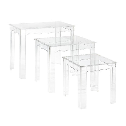 Atlas Lighting Jacobs Nesting Tables, Set of 3 | Clear Acrylic Transitional Accent Tables | Living Room & Bedroom | 12-22in H | Model TA11104-01S