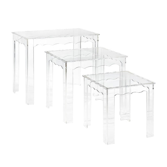 Atlas Lighting Jacobs Nesting Tables, Set of 3 | Clear Acrylic Transitional Accent Tables | Living Room & Bedroom | 12-22in H | Model TA11104-01S
