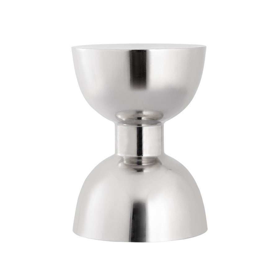 Atlas Lighting Julio 13in Round Accent Table | Polished Silver Metal Modern | Living Room & Bedroom Side Table | 13 x 13 x 18.5 in | Model TA11106-01