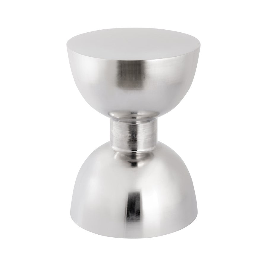Atlas Lighting Julio 13in Round Accent Table | Polished Silver Metal Modern | Living Room & Bedroom Side Table | 13 x 13 x 18.5 in | Model TA11106-01