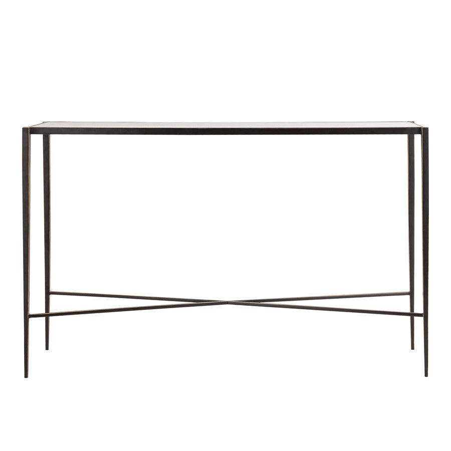 Atlas Lighting Leon 54in Console Table | Transitional Bronze Metal and Clear Glass | Entryway & Living Room Hall Table | Model TA11116-01
