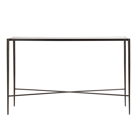 Atlas Lighting Leon 54in Console Table | Transitional Bronze Metal and Clear Glass | Entryway & Living Room Hall Table | Model TA11116-01