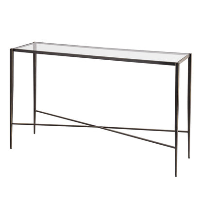 Atlas Lighting Leon 54in Console Table | Transitional Bronze Metal and Clear Glass | Entryway & Living Room Hall Table | Model TA11116-01