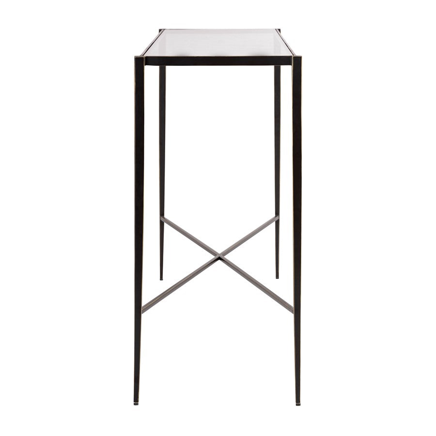 Atlas Lighting Leon 54in Console Table | Transitional Bronze Metal and Clear Glass | Entryway & Living Room Hall Table | Model TA11116-01