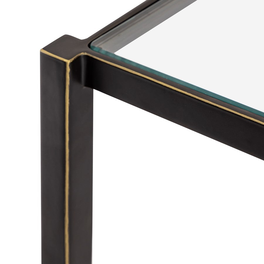 Atlas Lighting Leon 54in Console Table | Transitional Bronze Metal and Clear Glass | Entryway & Living Room Hall Table | Model TA11116-01