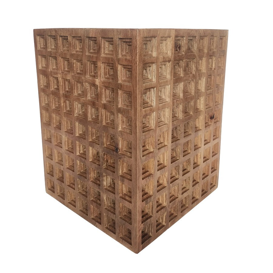 Atlas Lighting Marcus 14.5in Accent Table | Transitional Honey Wood Column | Living Room & Bedroom Side Table | Model TA11120-01