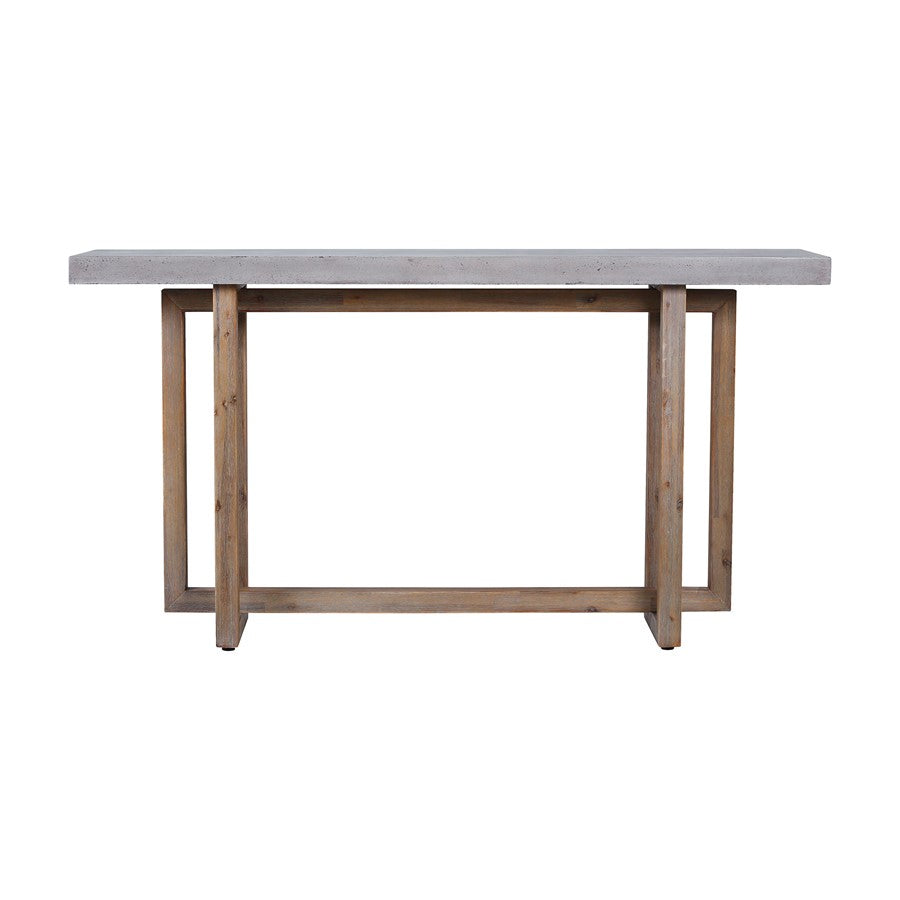 Atlas Lighting Merrell 63in Console Table | Transitional Polished Concrete and Wood | Entryway & Dining Room Hall Table | Model TA11122-01