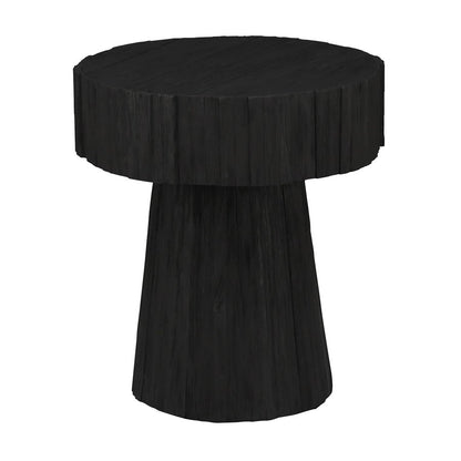 Atlas Lighting Minato 22in Round Accent Table | Shou Sugi Ban Wood | Living Room & Bedroom Side Table | 22 x 22 x 24 in | Model TA11124-01