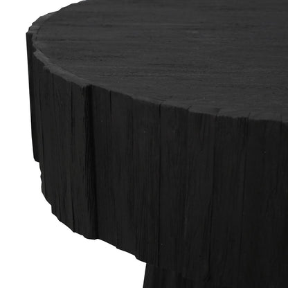 Atlas Lighting Minato 22in Round Accent Table | Shou Sugi Ban Wood | Living Room & Bedroom Side Table | 22 x 22 x 24 in | Model TA11124-01