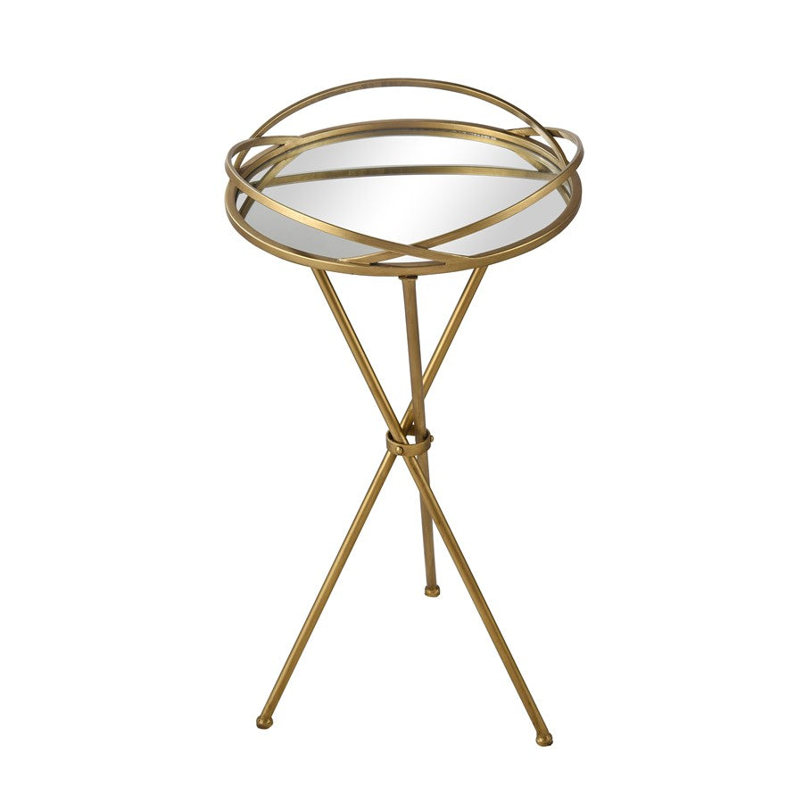 Atlas Lighting Nasso 15in Round Accent Table | Brass Metal & Mirror Glass | Living Room & Bedroom Side Table | 15 x 15 x 29 in | Model TA11129-01