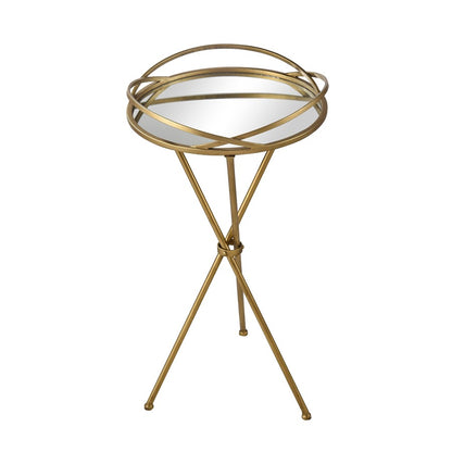 Atlas Lighting Nasso 15in Round Accent Table | Brass Metal & Mirror Glass | Living Room & Bedroom Side Table | 15 x 15 x 29 in | Model TA11129-01