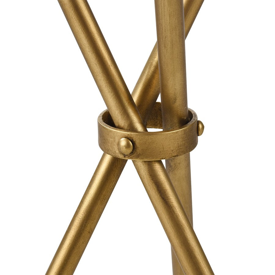 Atlas Lighting Nasso 15in Round Accent Table | Brass Metal & Mirror Glass | Living Room & Bedroom Side Table | 15 x 15 x 29 in | Model TA11129-01