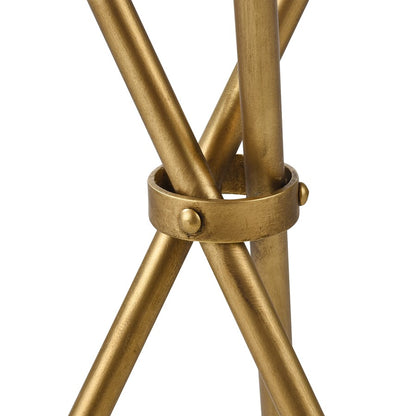 Atlas Lighting Nasso 15in Round Accent Table | Brass Metal & Mirror Glass | Living Room & Bedroom Side Table | 15 x 15 x 29 in | Model TA11129-01
