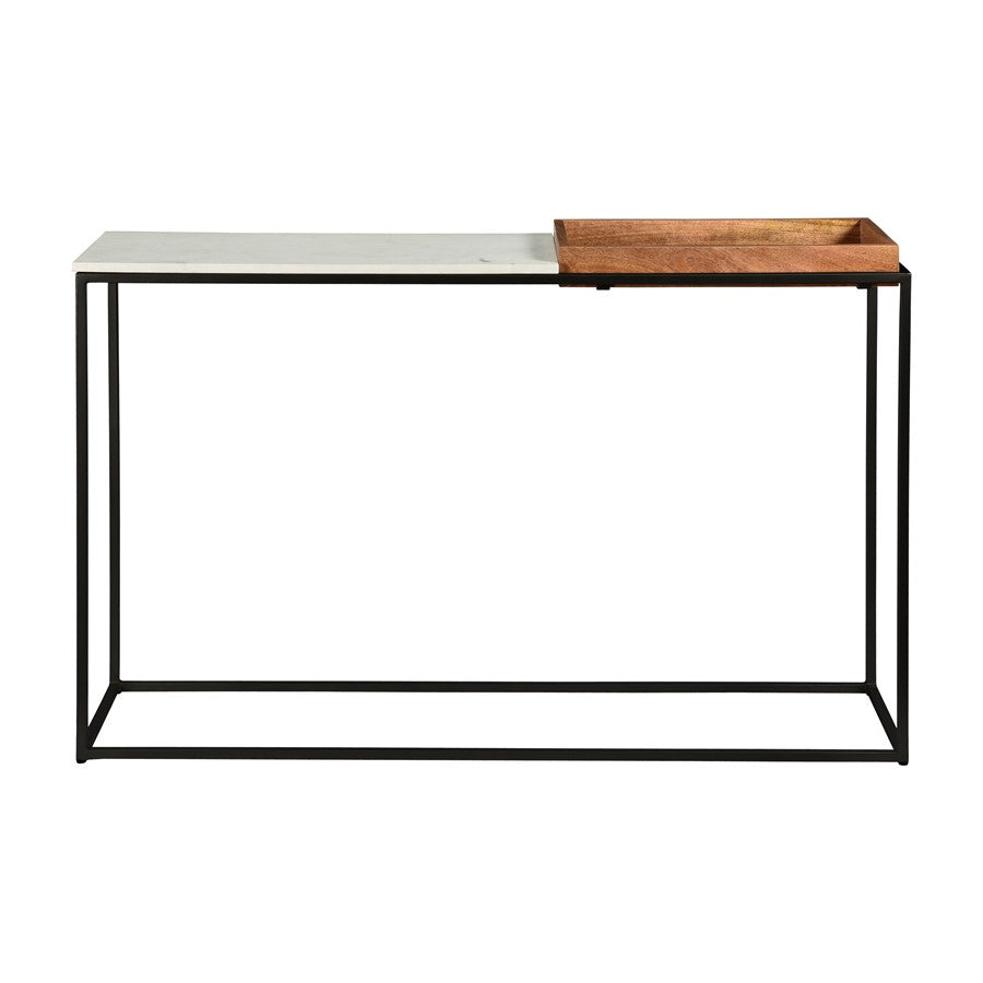 Atlas Lighting Norman 48in Console Table | White Marble and Mango Wood | Hallway & Living Room | 48 x 12 x 31.5 in | Model TA11132-01