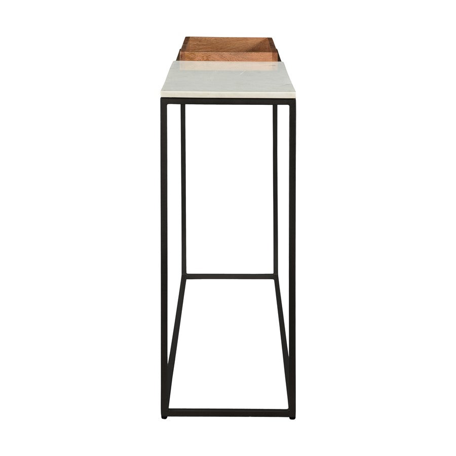 Atlas Lighting Norman 48in Console Table | White Marble and Mango Wood | Hallway & Living Room | 48 x 12 x 31.5 in | Model TA11132-01