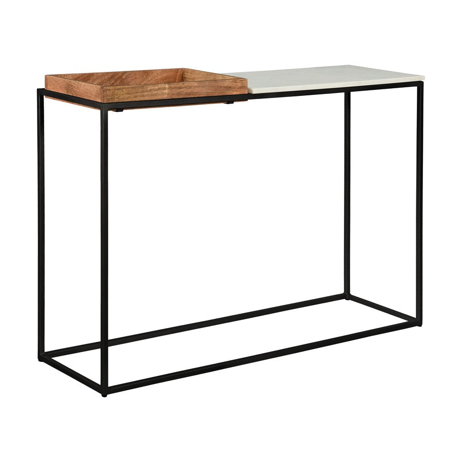 Atlas Lighting Norman 48in Console Table | White Marble and Mango Wood | Hallway & Living Room | 48 x 12 x 31.5 in | Model TA11132-01